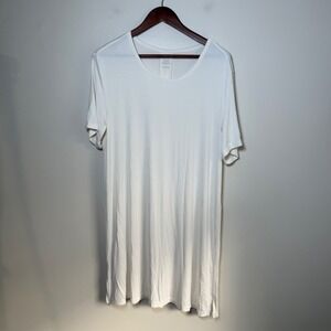 Cozy Earth Ribbed Bamboo Viscose Short Sleeve Sleep‎ Dress Size Medium Ivory